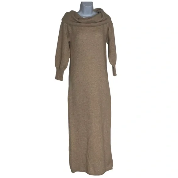 Michelle Mason Wool Alpaca Blend Off Shoulder Cowl Neck Side Slit